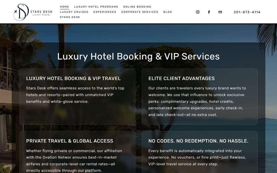 StarsDesk - luxury hotel booking and VIP travel website