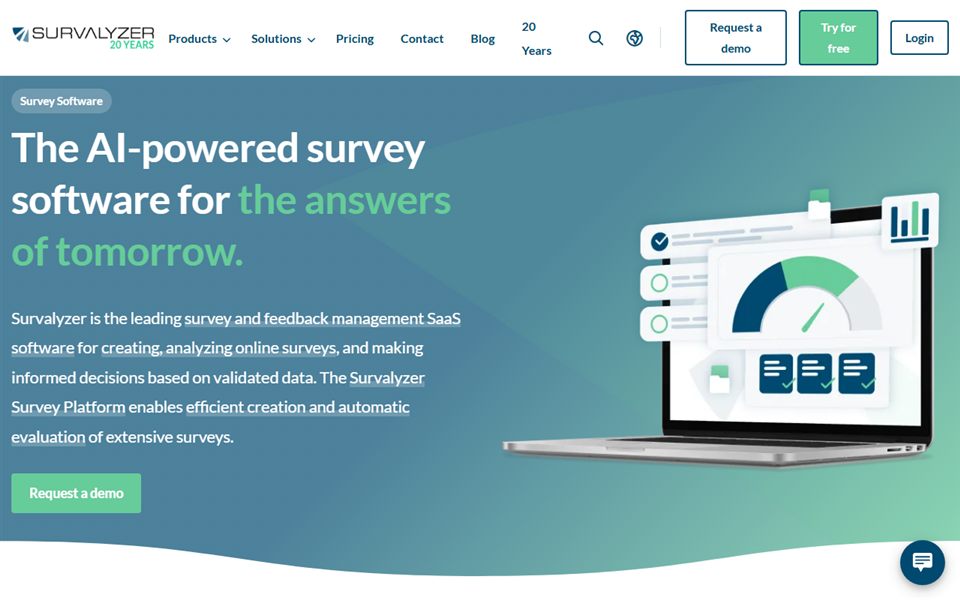 Survalyzer - AI-powered survey software website